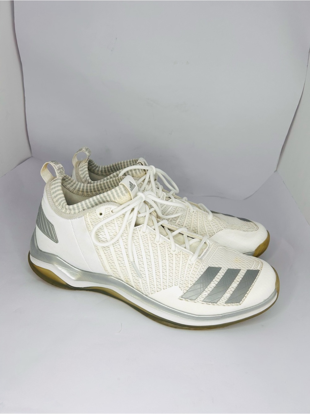 Size 12.5 - Adidas Icon Trainer White Silver Metallic